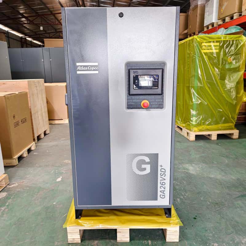 Atlas Copco Aire Konpresore Jatorrizko GA26 VSD + 26kW 35HP Abiadura Aldakorreko Olioa Injektatutako Torloju Birakaria Aire Konpresorea 13Bar