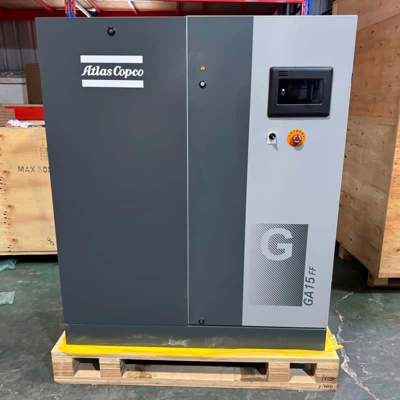 Atlas Copco GA15 FF 15kW Olioa injektatutako Torloju birakaria Aire-konpresorea Lehorgailu integratua 7,5 13Bar